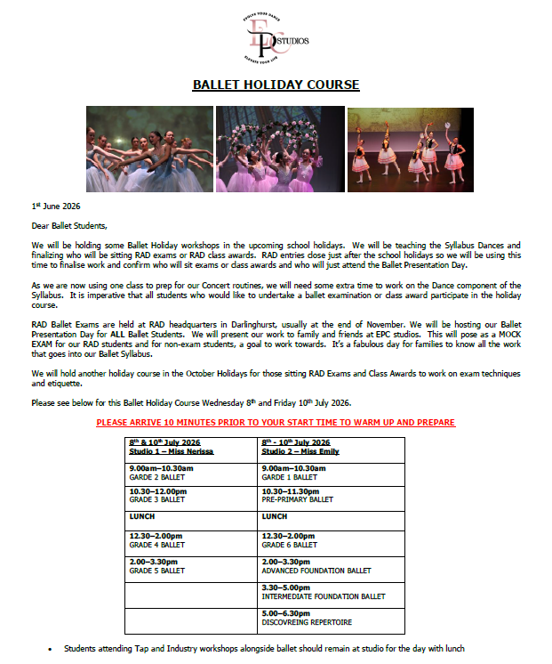 Ballet Holiday Workshop 2026